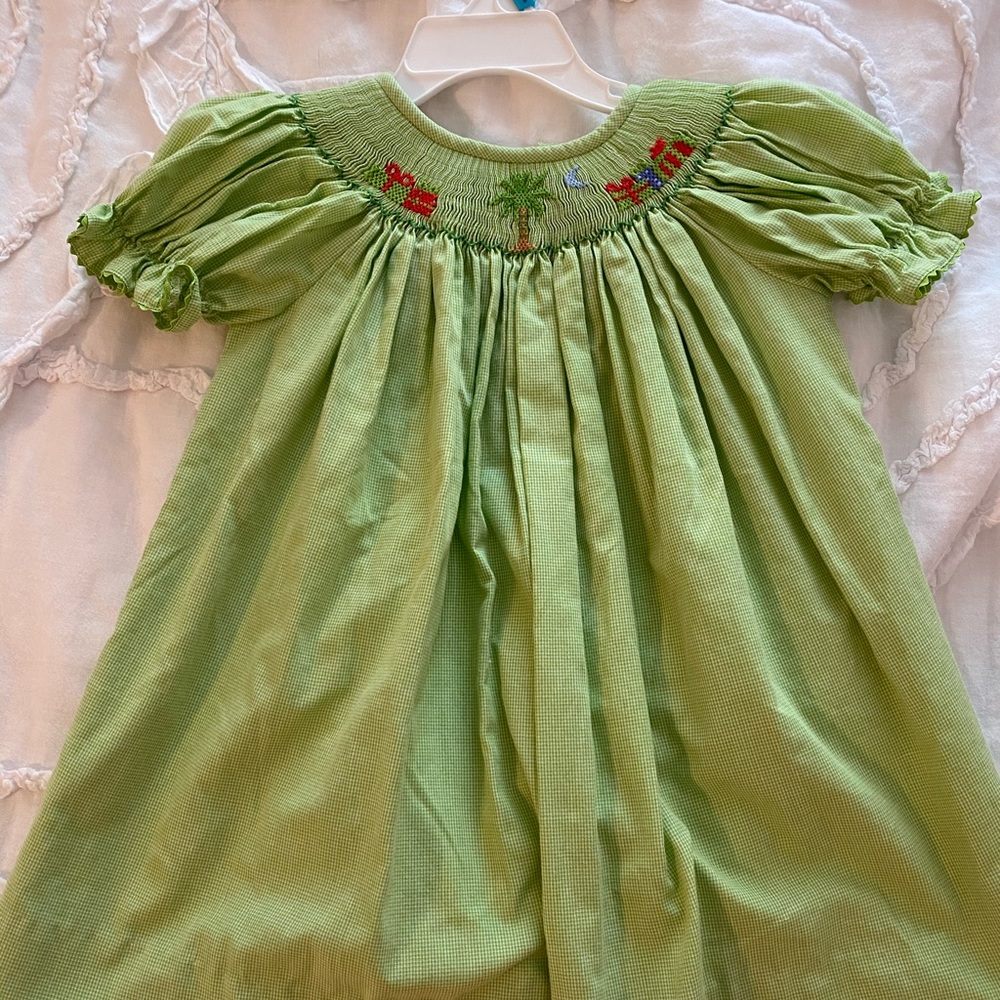 SC smocked Palmetto Christmas Dress 12 mos.